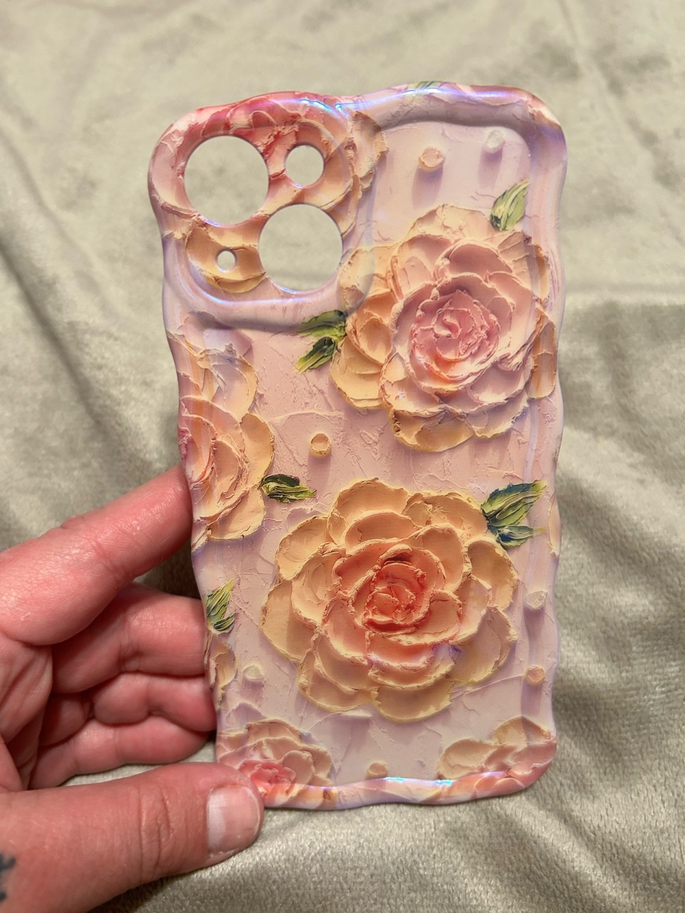 Floral Pink Rose Textured Phone Case - Pink-iPhone 14 case